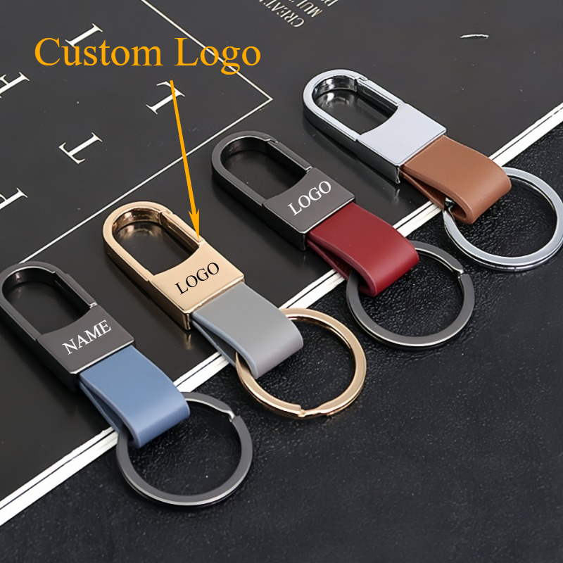 Men Accessories Logo - แฟชั่นพวงกุญแจหนังโลโก้ที่กําหนดเองชื่อเลเซอร์แกะสลักพวงกุญแจ Charm รถโลหะสําหรับผู้หญิงผู้ชาย Key CHAIN อุปกรณ์เสริม
