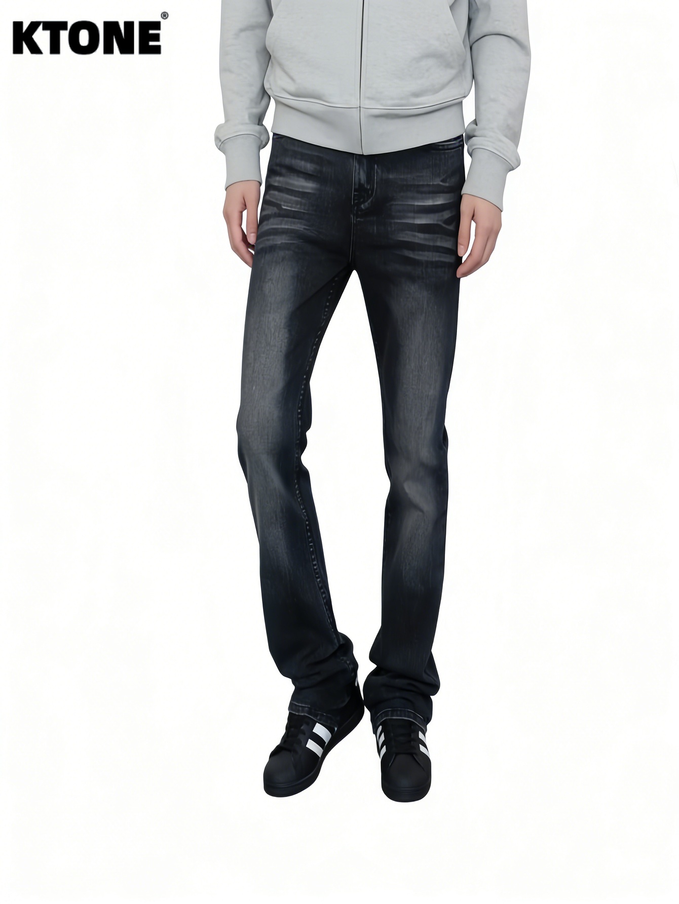 Men'S Accessories For Jeans - กางเกงยีนส์ฮิปฮอปผู้ชาย สีดำ ทรงสลิม สีพื้น สไตล์เรโทร สำหรับออกเดท