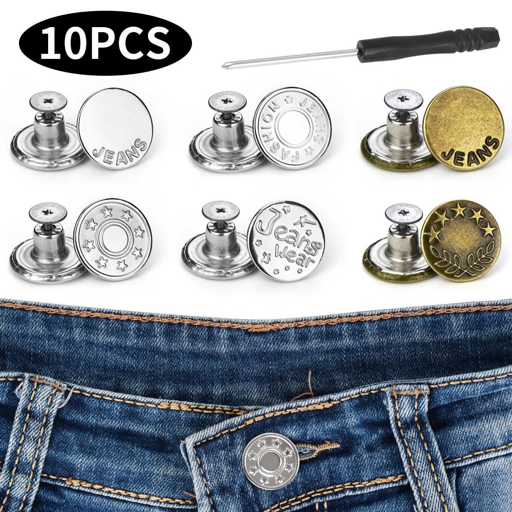 Men'S Accessories For Jeans - 10ชิ้น/แพ็ค17มม. เล็บฟรีปรับได้เอวกางเกงยีนส์กระดุมเอวเสื้อผ้าที่ถอดออกได้กางเกงเอวหัวเข็มขัด