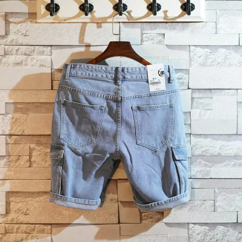 Men'S Accessories For Jeans - หลวมตรงกางเกงยีนส์สั้นกางเกงสําหรับชายกว้างกางเกงยีนส์กางเกงขาสั้นกระเป๋า Baggy Jorts ยืด Rude Emo