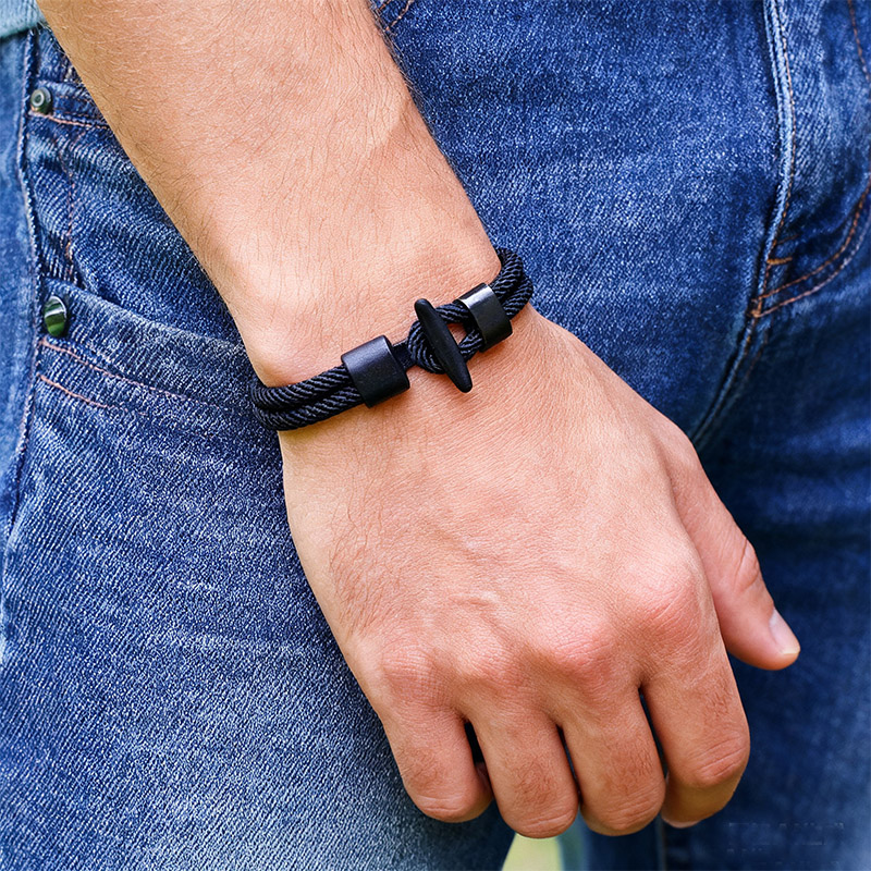 Men'S Vacation Accessories - สร้อยข้อมือผู้ชายแบบคลาสสิกสองชั้น ดีไซน์ง่าย สไตล์มิลาน ทำด้วยมือ ถักด้วยด้าย เหมาะสำหรับงานเทศกาล