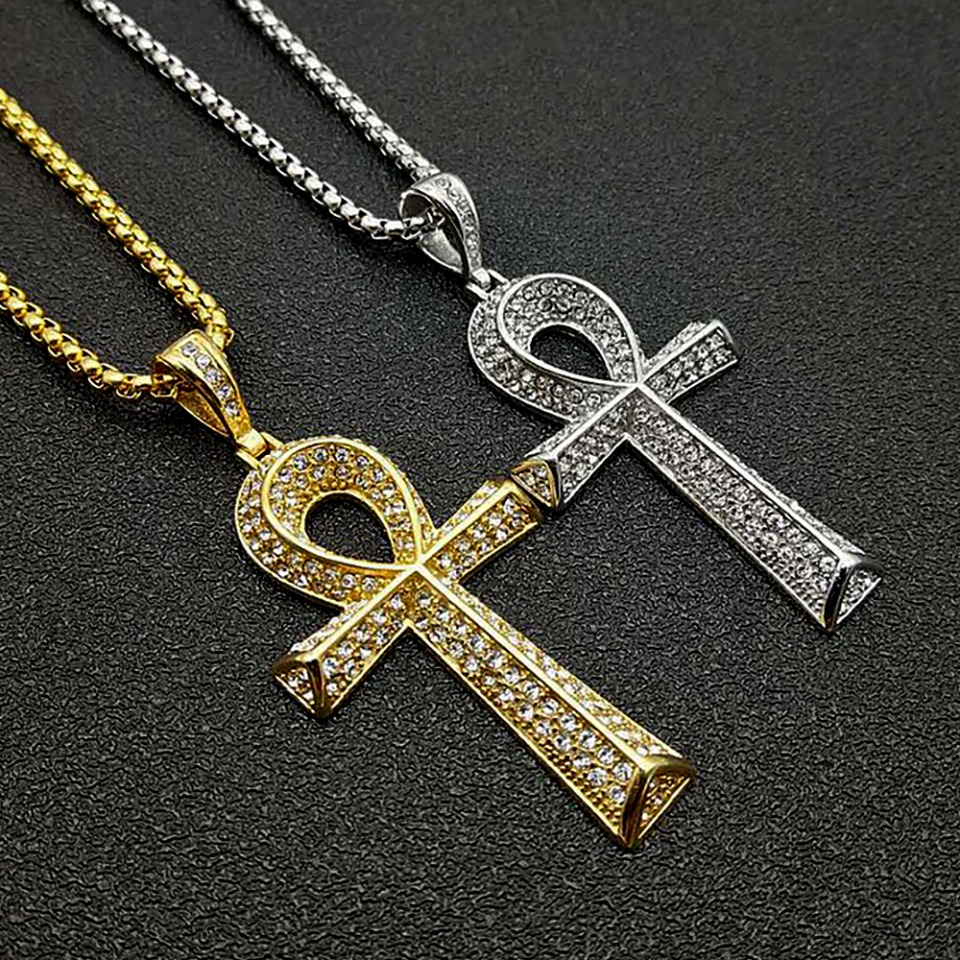 Men Accessories Egypt - สร้อยคอจี้รูปอังค์สไตล์โกธิควินเทจทำจากสแตนเลสสำหรับผู้ชายและผู้หญิง เครื่องประดับฮิปฮอปอินเทรนด์สไตล์อียิปต์ ของขวัญเครื่องประดับสำหรับทุกเพศ