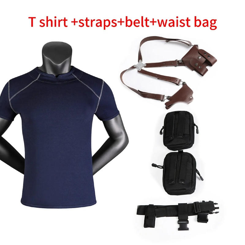 Men Accessories Look - ♥ 2026 นิว ลีออน เคนเนดี้คอสเพลย์เครื่องแต่งกายเรซิเดนท์เสื้อยืดผู้ชายเข็มขัดสายรัดอุปกรณ์เสริมปีศาจฮาโลวีนปาร์ตี้คาร์นิวัล ★