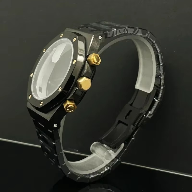 Men Accessories Logo - 41 มม.Rose Gold สีดํานาฬิกาผู้ชาย Chronograph สแตนเลสสตีลสําหรับญี่ปุ่น