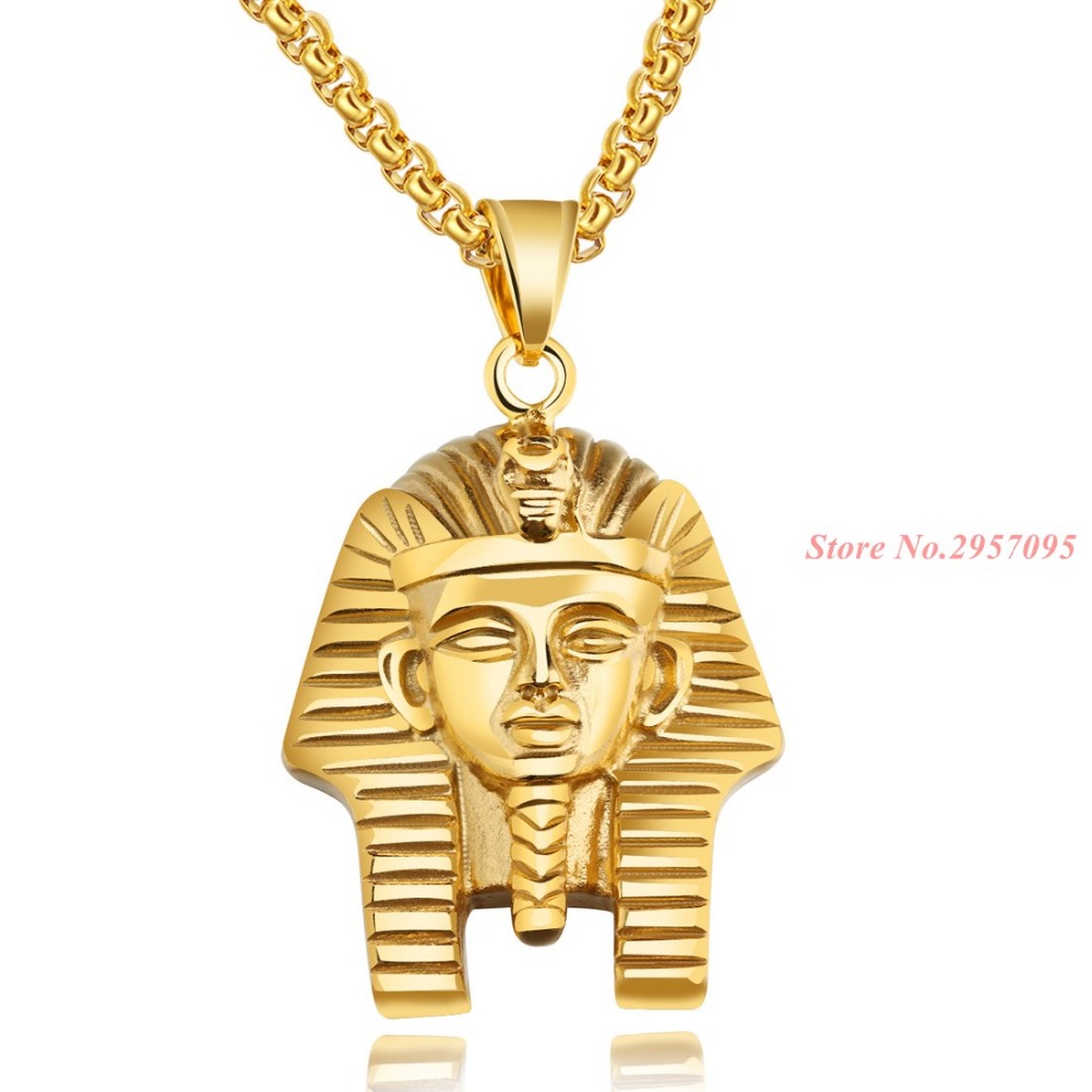 Men Accessories Egypt - อียิปต์ฟาโรห์วินเทจจี้สแตนเลสสีทองอุปกรณ์เสริมผู้ชายขายส่งอียิปต์เครื่องประดับสร้อยคอผู้หญิง