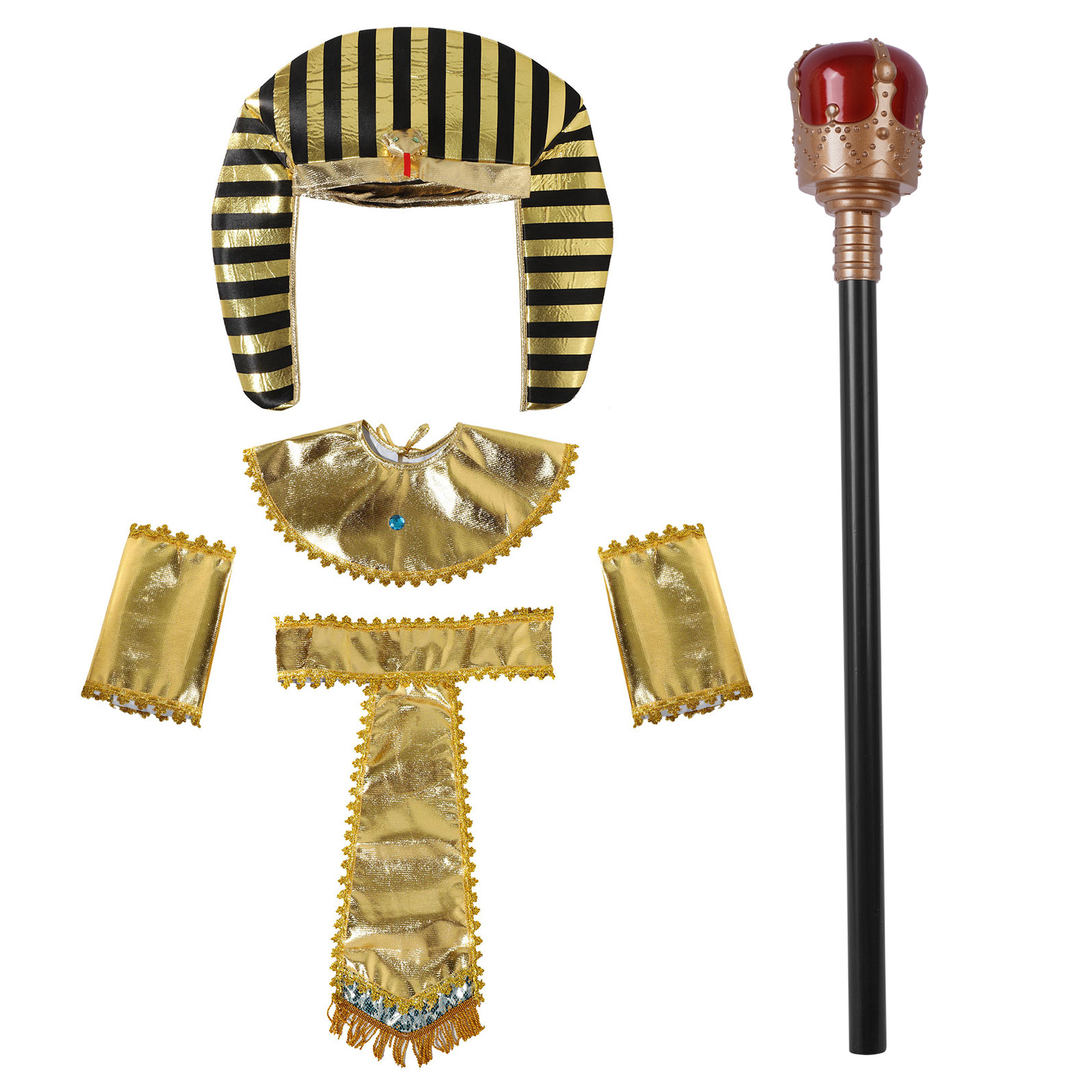 Men Accessories Egypt - Masquerade ผู้หญิงผู้ชายคอสเพลย์อียิปต์ King คลีโอพัตราคอสเพลย์อุปกรณ์เสริมฟาโรห์อียิปต์ Queen เครื่องแต่งกายชุดสําหรับตกแต่งฮาโลวีน