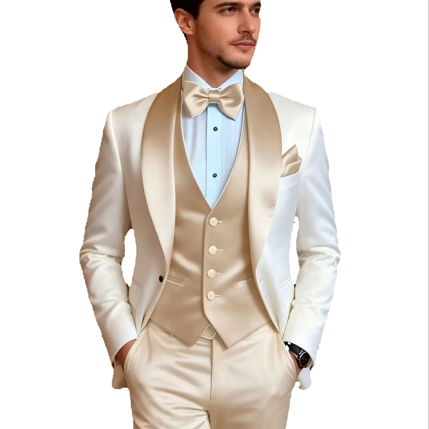 ชุดทักซิโด้สีกากีสุดหรูสำหรับผ - Men Accessories Elegant บทวิจารณ์และราคา