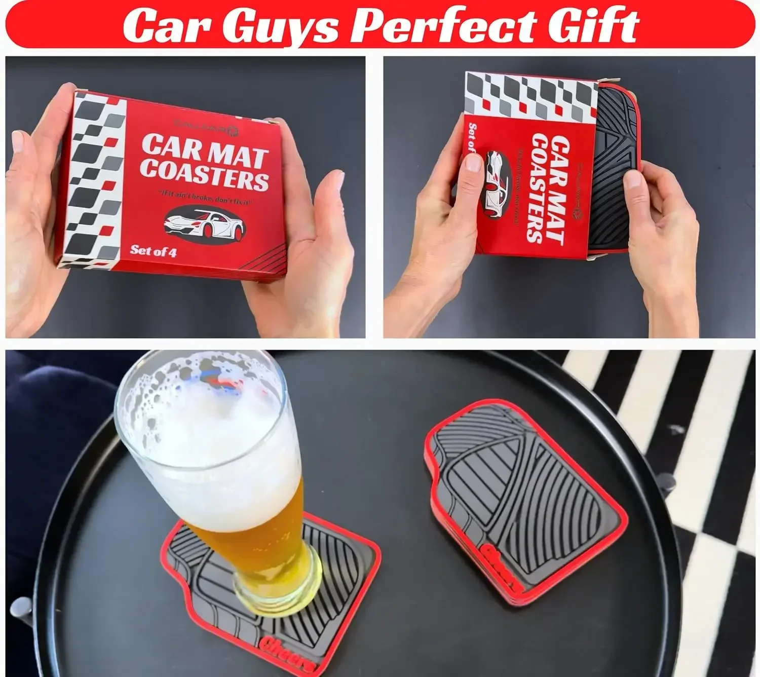 ชุดแผ่นรองแก้วในรถยนต์ 4 ชิ้น  - Men Accessories Logo บทวิจารณ์และราคา
