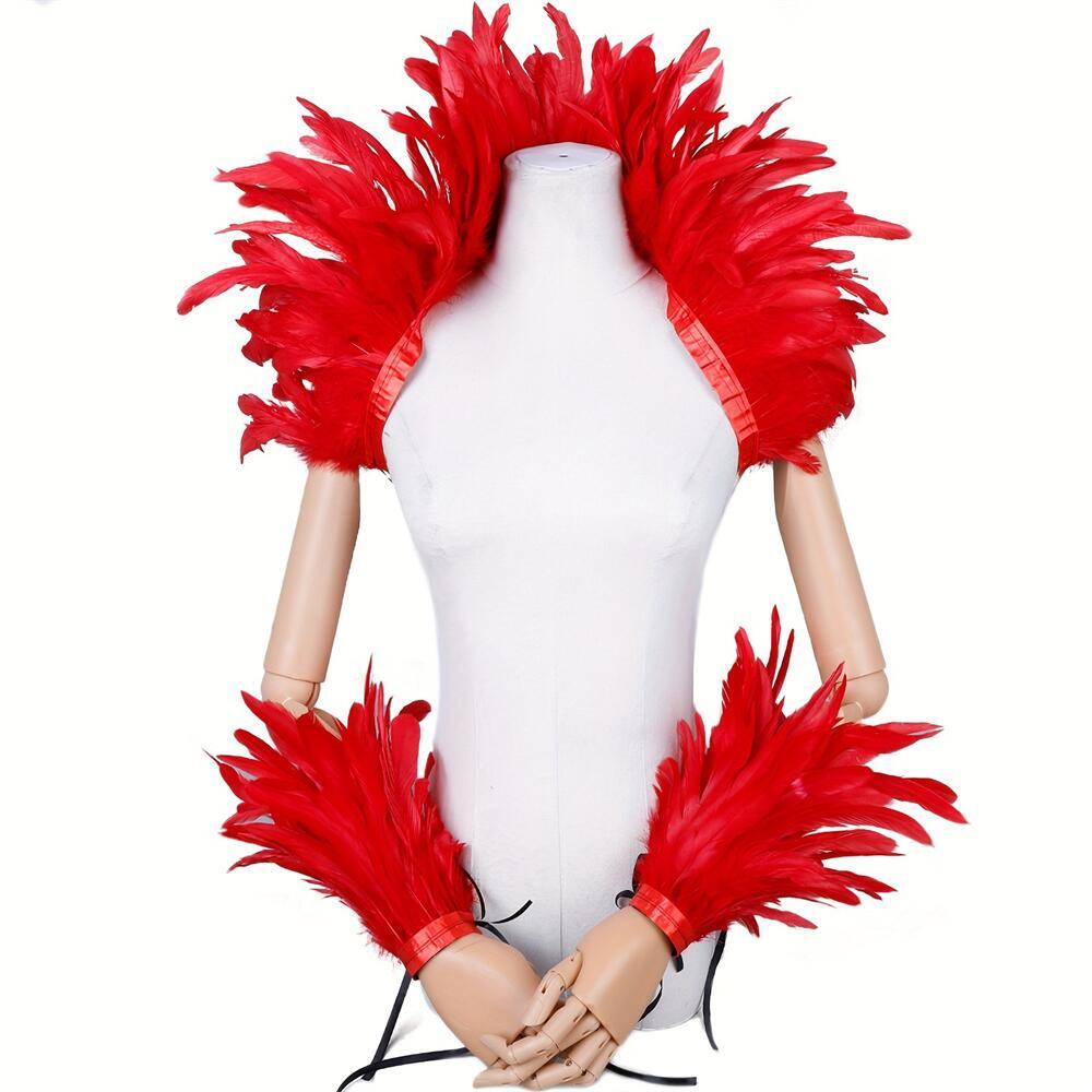 Elegant Red Feathersผ้าคลุมไหล - Men Accessories Elegant บทวิจารณ์และราคา