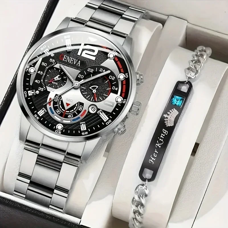 2 ชิ้น ชุดนาฬิกาควอทซ์หน้าปัดก - Men Accessories Elegant บทวิจารณ์และราคา