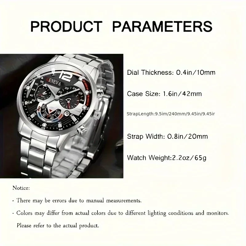 2 ชิ้น ชุดนาฬิกาควอทซ์หน้าปัดก - Men Accessories Elegant บทวิจารณ์และราคา